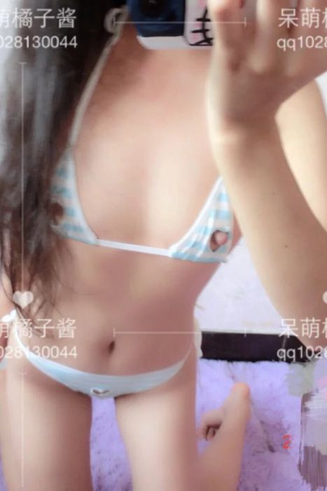 [PR社呆萌橘子酱]ID0182 蓝白镂空比基尼--性感提示