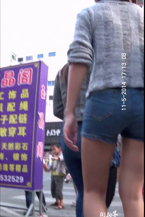 [街拍客视频]jx0052 身材很好的牛仔紧身裤美臀M